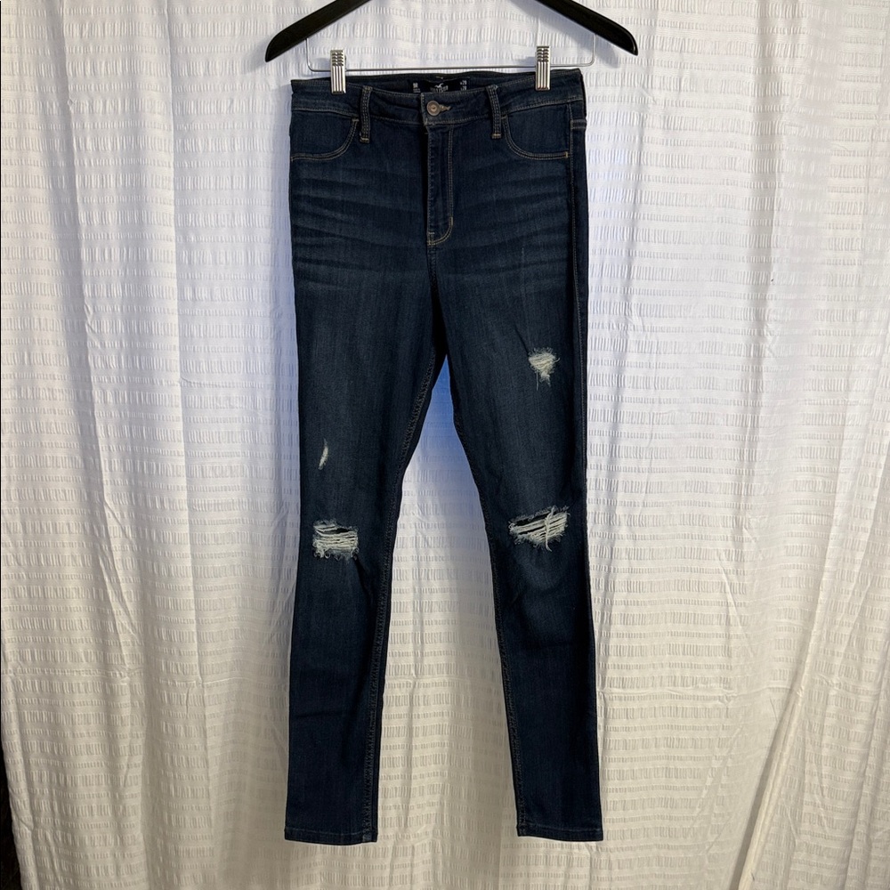 Hollister Dark Blue Ripped Skinny Jeans